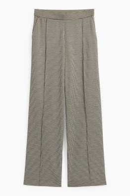 Pantaloni din jerseu - talie înaltă - wide leg - în carouri