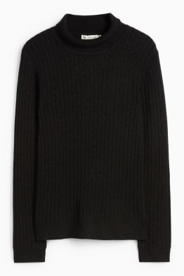 Rollkragenpullover - gerippt
