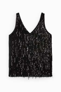 V-neck sequin top