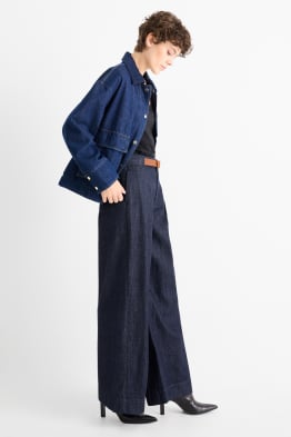 Wide leg jeans s páskem - mid waist