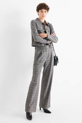 Business kalhoty - mid waist - relaxed fit - kostkované