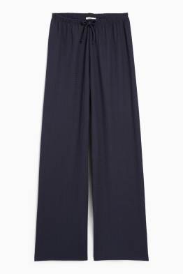 Jersey-Hose - Mid Waist - Wide Leg - strukturiert