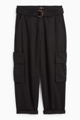 Cargo kalhoty s páskem - high waist - tapered fit