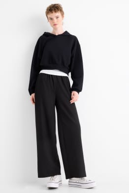 Jersey-Hose - Mid Waist - Wide Leg - strukturiert