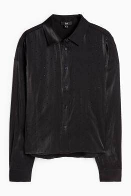 Blusa in raso con strass