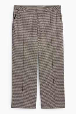 Žerzejové kalhoty - high waist - wide leg - kostkované