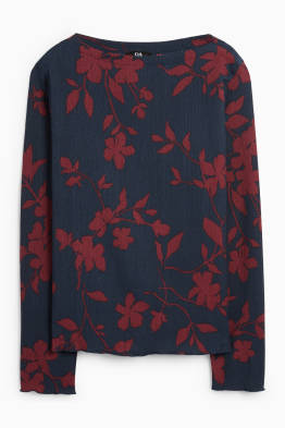 Long sleeve top - regular fit - floral - textured