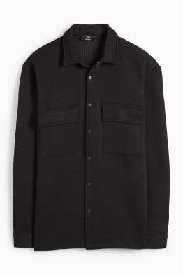 Shirt jacket - relaxed fit - kent collar - textured
