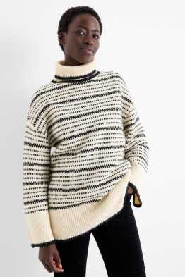 Jersey de cuello vuelto - de rayas