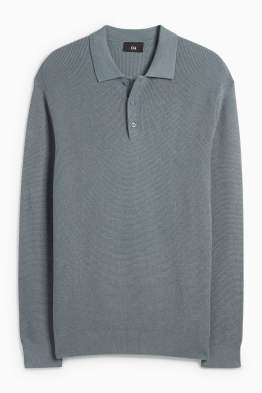 Langarm-Poloshirt - Regular Fit - gestrickt - strukturiert