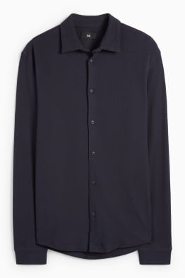 Shirt - regular fit - kent collar - textured