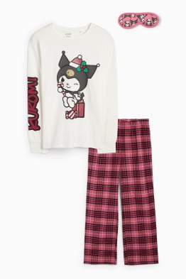 Kuromi - conjunto - pijama con pantalón de franela y antifaz