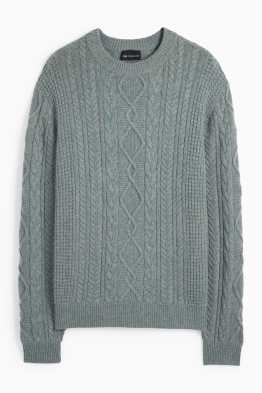 Pull en cachemire mélangé - laine mélangée - motif tressé