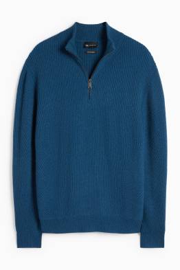 Jumper with cashmere content - wool blend - ribbed
