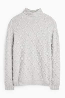 Rollkragenpullover mit Kaschmir-Anteil - Woll-Mix