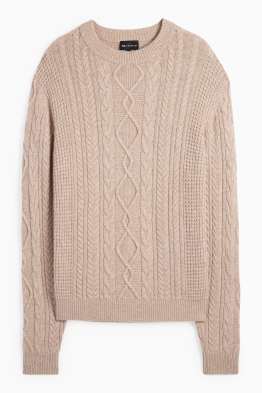 Maglione con componente di cashmere - misto lana - motivo a treccia