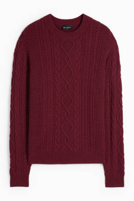 Pull en cachemire mélangé - laine mélangée - motif tressé