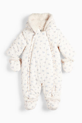 Blümchen - Baby-Schneeanzug mit Kapuze