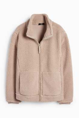 Teddy fur zip-through sweatshirt