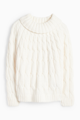 Maglione di ciniglia - motivo a treccia