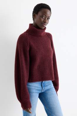 Maglione a dolcevita - a coste