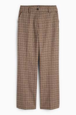 Pantaloni di stoffa - vita media - gamba ampia - a quadretti