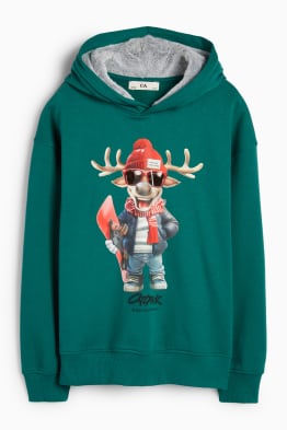 Rendier en snowboard - hoodie voor de kerst