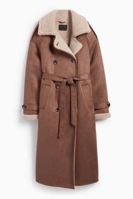 Faux Shearling Mantel - Velourslederimitat