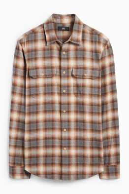Chemise en flanelle - regular fit - col kent - à carreaux