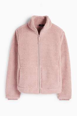 Teddy fur zip-through sweatshirt