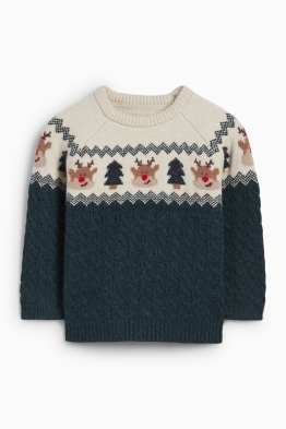 Renos y abetos - jersey navideño para bebé