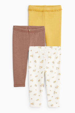 Confezione da 3 - leggings termici per neonate - con imbottitura in pelo