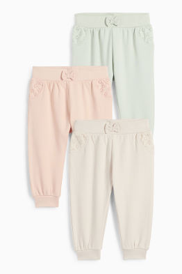 Set van 3 - babyjoggingbroek - Broderie Anglaise