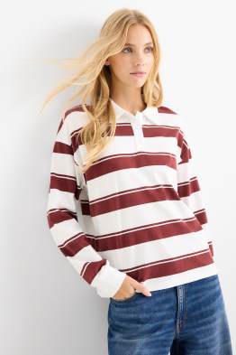 Langarm-Poloshirt - Regular Fit - gestreift