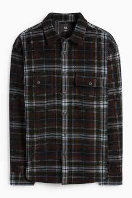 Corduroy trousers - loose fit - kent collar - check