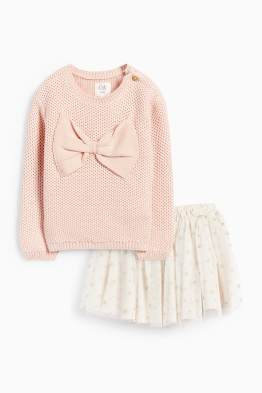 Fundă și steluțe - compleu bebeluși - 2 piese