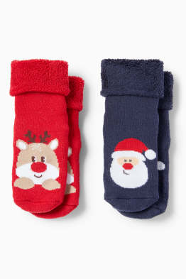 Multipack 2er - Weihnachts-Baby-Anti-Rutsch-Socken mit Motiv
