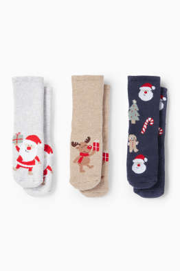 Multipack 3er - Weihnachts-Baby-Anti-Rutsch-Socken mit Motiv