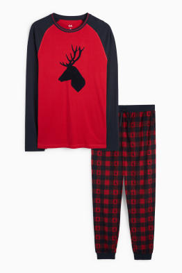 Weihnachts-Pyjama mit Flanellhose - Hirsch