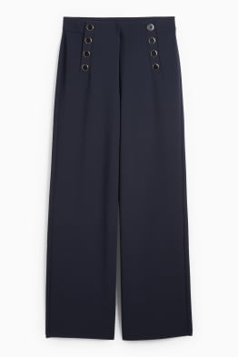 Žerzejové kalhoty - mid waist - wide leg