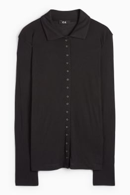 Poloshirt met lange mouw - regular fit - geribd