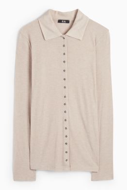 Polo básico de manga larga - regular fit - de canalé