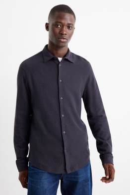 Shirt - regular fit - kent collar - textured