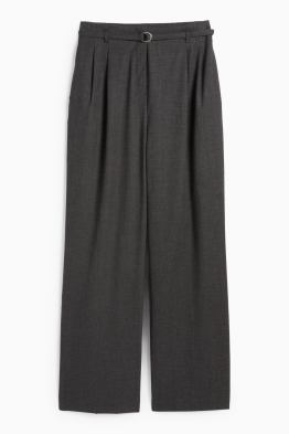 Cloth trousers with belt - high-rise waist - wide leg