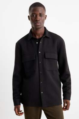 Shirt jacket - relaxed fit - kent collar - textured