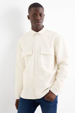 Overhemdjas - relaxed fit - kent - met structuur