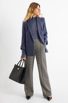 Pantaloni din jerseu - talie înaltă - wide leg - în carouri