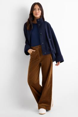 Pantalon en velours côtelé - mid waist - jambes larges - LYCRA®