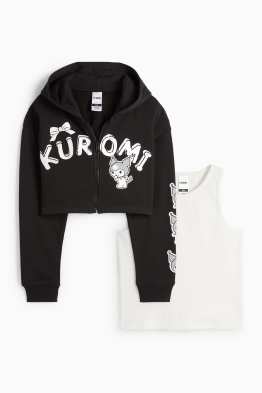 Kuromi - set - felpa con zip e cappuccio più top - 2 pezzi