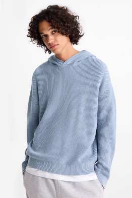 Pull à capuche - finition côtelée